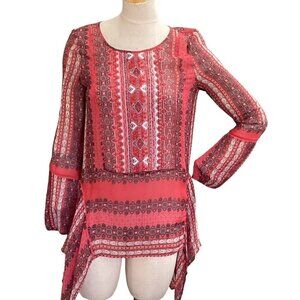 Sundance Go Beyond Sheer Embroidered Tunic Top Sz XS Pink 158F